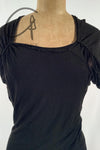 Marc le bihan shoulder strap asymmetric short sleeve top 2860 black